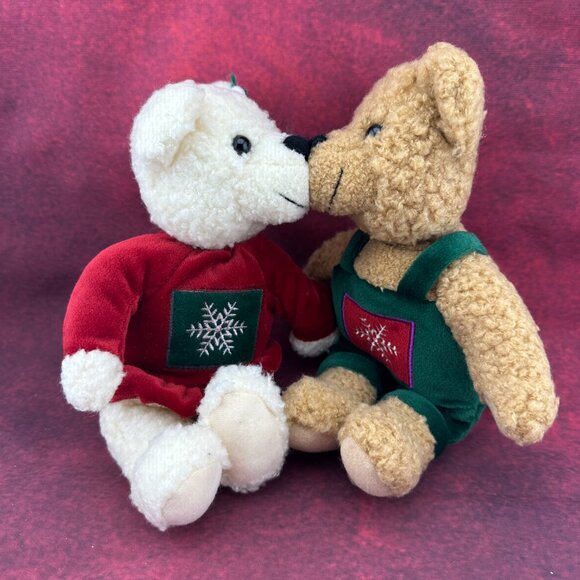 Hallmark Other - VTG HALLMARK KISSING BEARS PLUSH MISTLETOE LOVE HOLIDAY 2000, MAGNETIC, 9 "